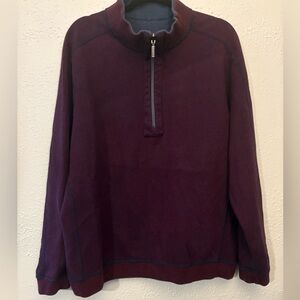 Tommy Bahama Sweater Mens Quarter Zip Long Sleeve Golf Reversible Blue